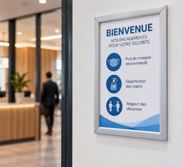 Cadre d'affichage clic-clac aluminium – Accueil : informations et consignes