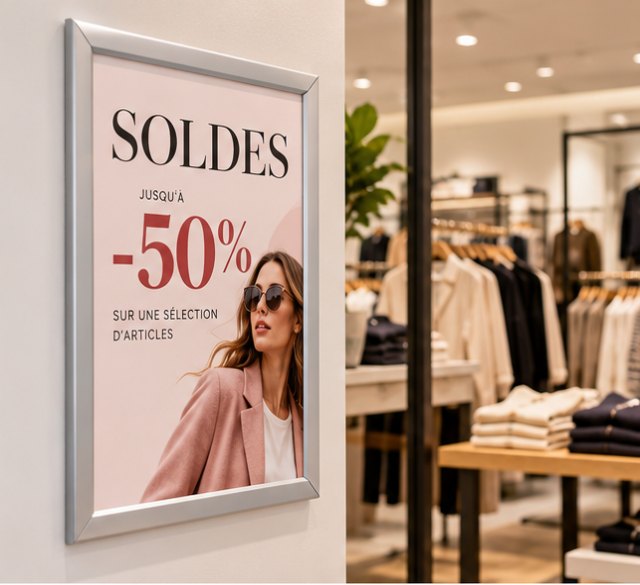 Cadre d'affichage clic-clac aluminium – Magasins : soldes et promotions